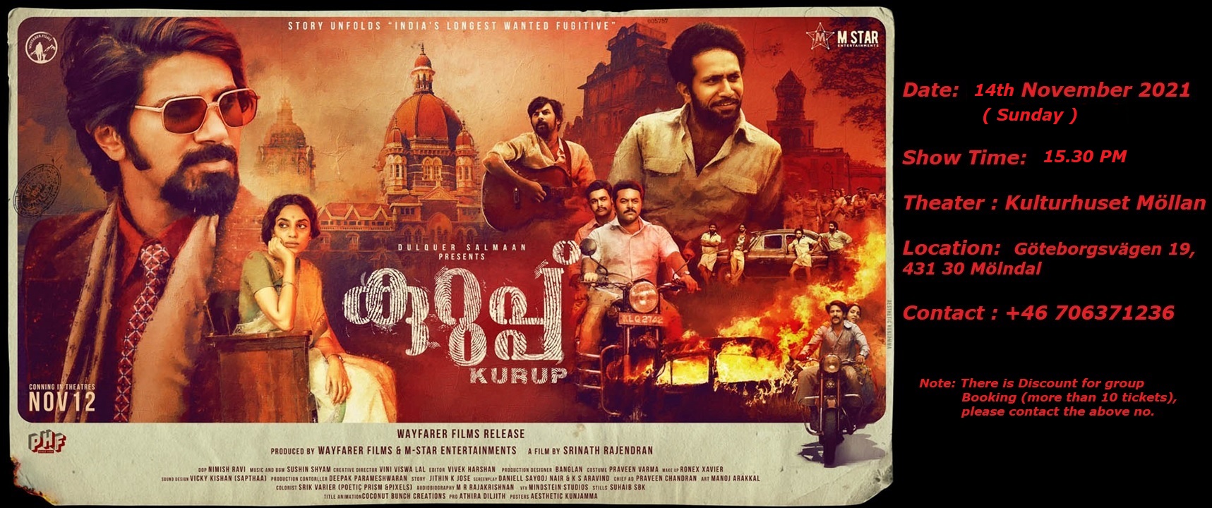 Kurup Malayalam movie  Screening In Göteborg